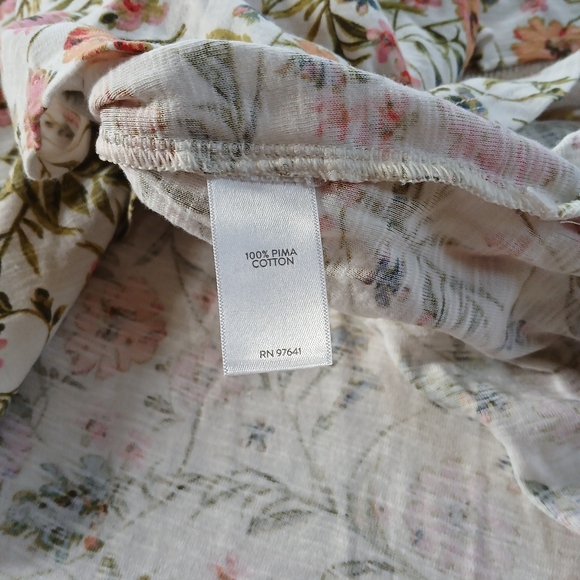 j.jill ♡ pima short sleeve v-neck tee shirt flowers floral - Picture 7 of 10